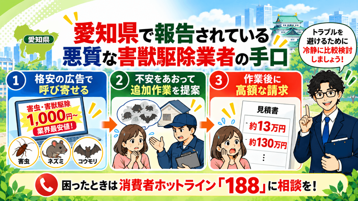 愛知県で報告されている悪質な害獣駆除業者の手口