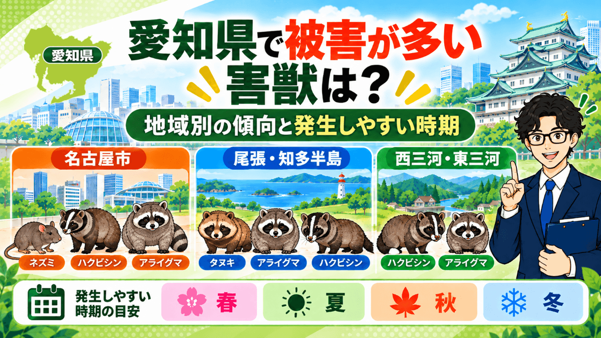 愛知県で被害が多い害獣は？地域別の傾向と発生しやすい時期