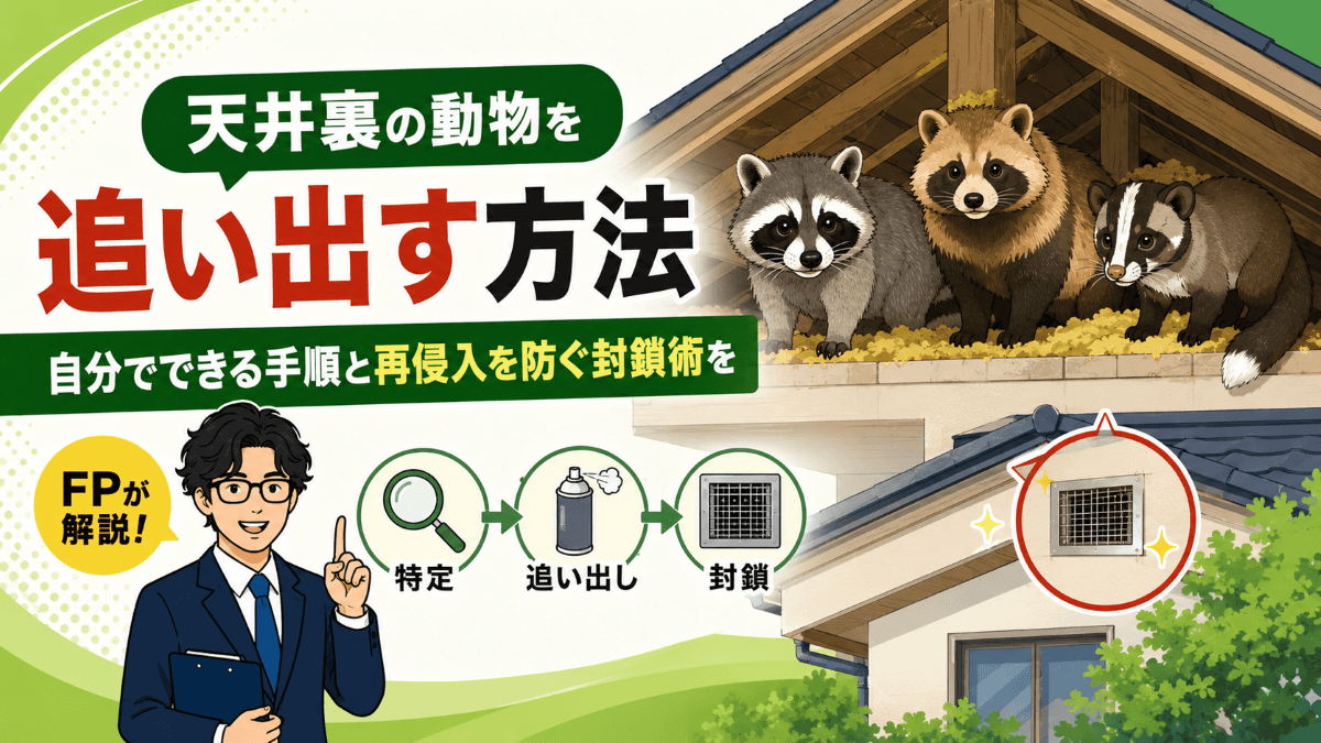 天井裏の動物を追い出す方法|自分でできる手順と再侵入を防ぐ封鎖術をFPが解説