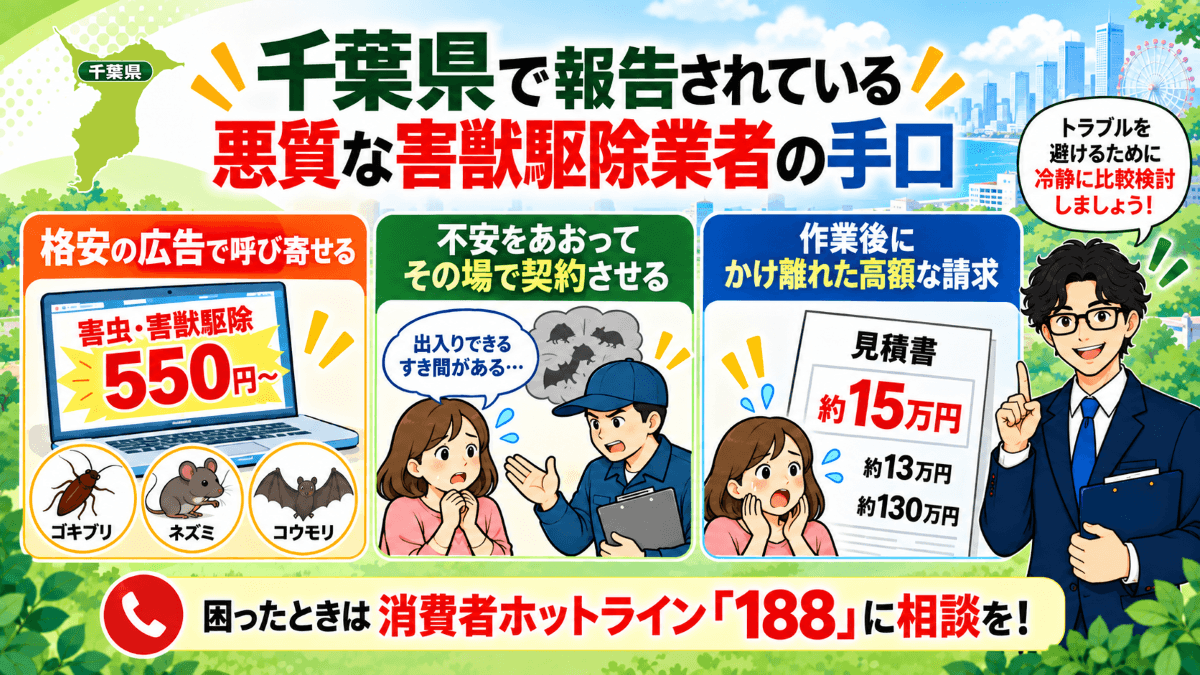 千葉県で報告されている悪質な害獣駆除業者の手口