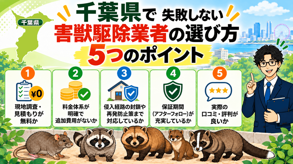 千葉県で失敗しない害獣駆除業者の選び方5つのポイント