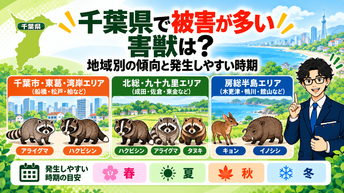 千葉県で被害が多い害獣は？地域別の傾向と発生しやすい時期