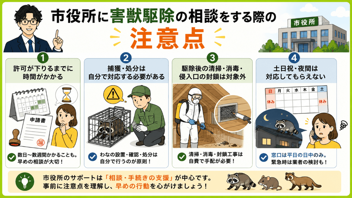 市役所に害獣駆除の相談をする際の注意点