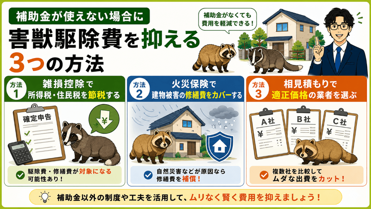 補助金が使えない場合に害獣駆除費を抑える3つの方法