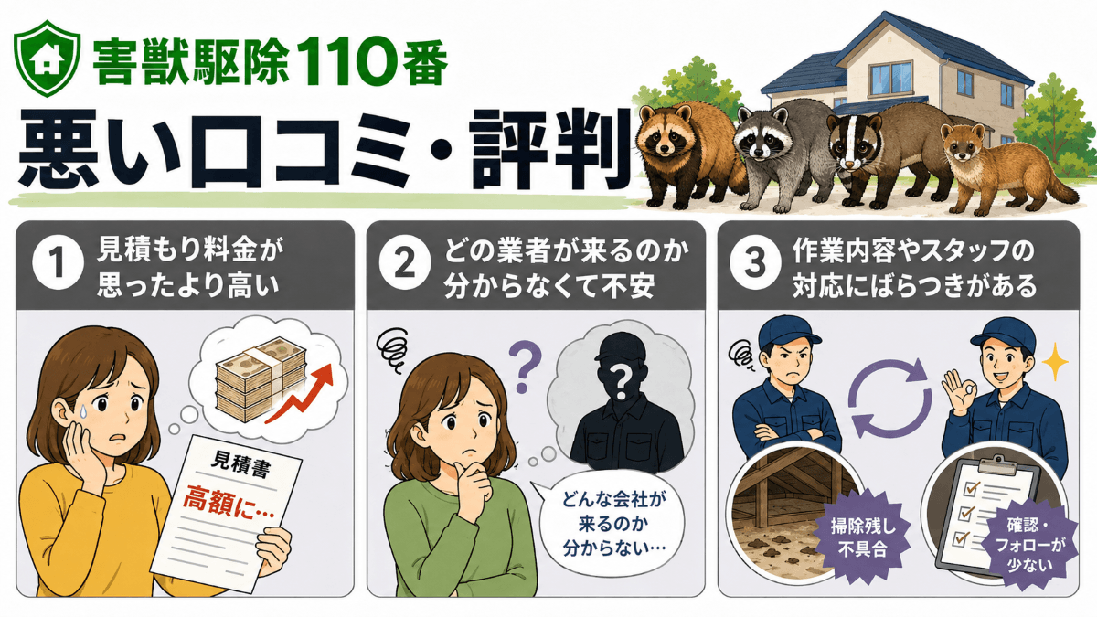 害獣駆除110番の悪い口コミ・評判