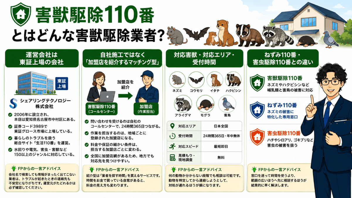 害獣駆除110番とはどんな害獣駆除業者？