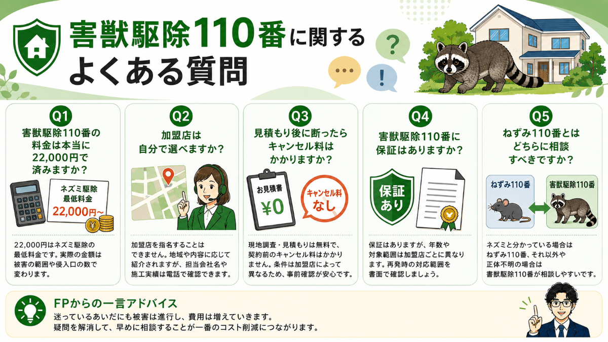 害獣駆除110番に関するよくある質問