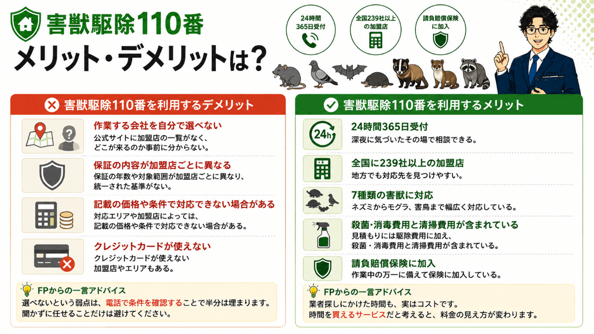害獣駆除110番のメリット・デメリットは？