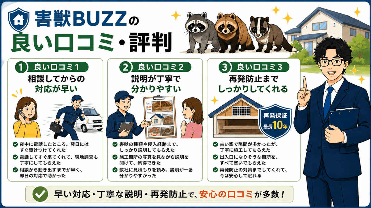 害獣BUZZの良い口コミ・評判