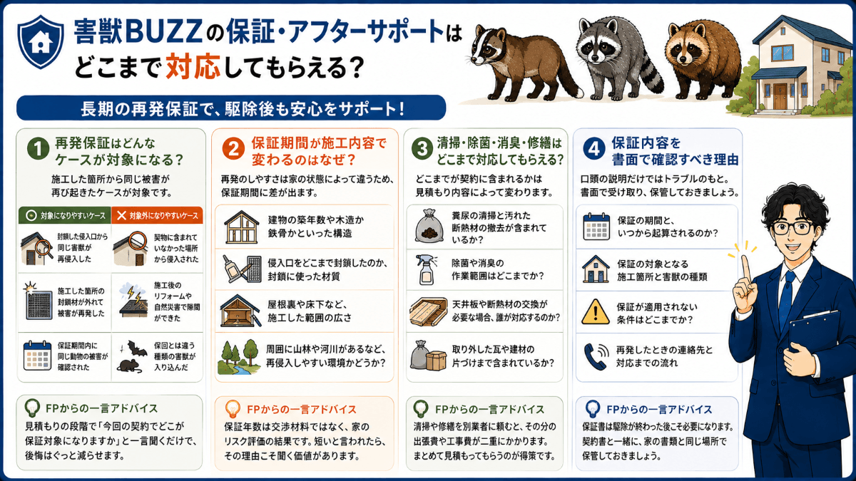 害獣BUZZの保証・アフターサポートはどこまで対応してもらえる?
