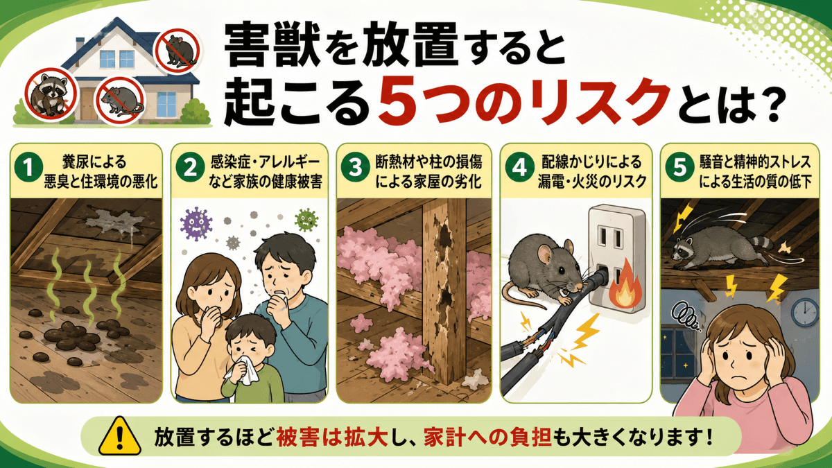 害獣を放置すると起こる5つのリスクとは?
