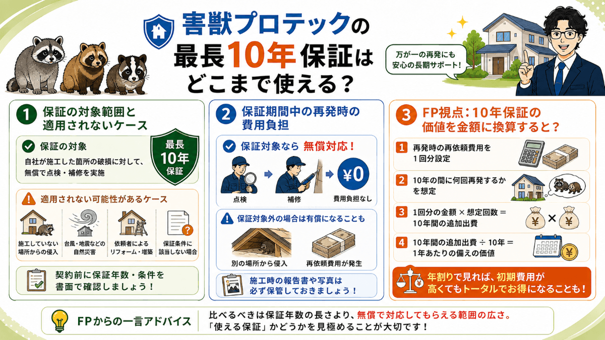 害獣プロテックの最長10年保証はどこまで使える?