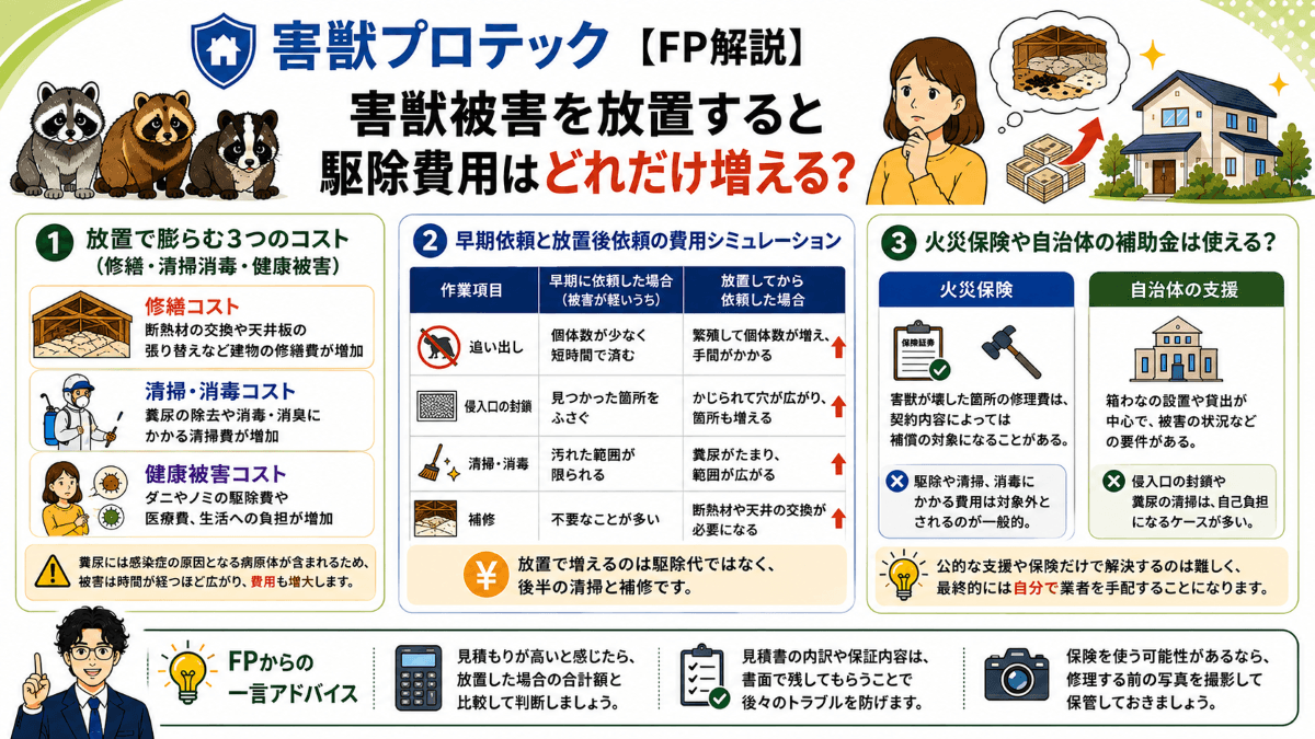 【FP解説】害獣被害を放置すると駆除費用はどれだけ増える?