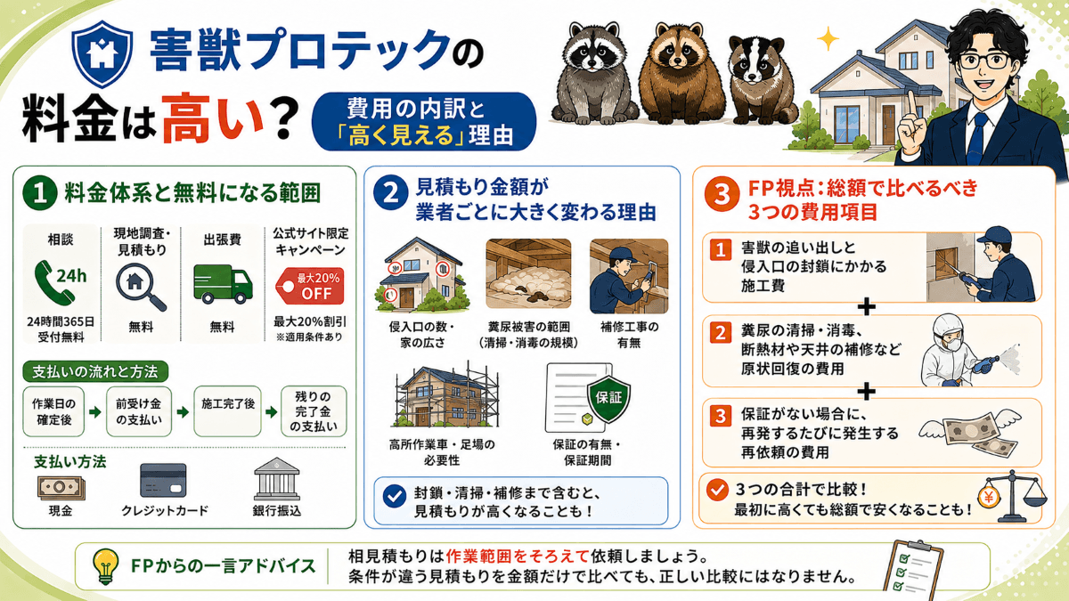 害獣プロテックの料金は高い?費用の内訳と「高く見える」理由
