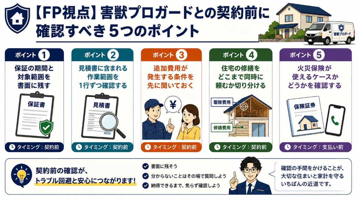 【FP視点】害獣プロガードとの契約前に確認すべき5つのポイント