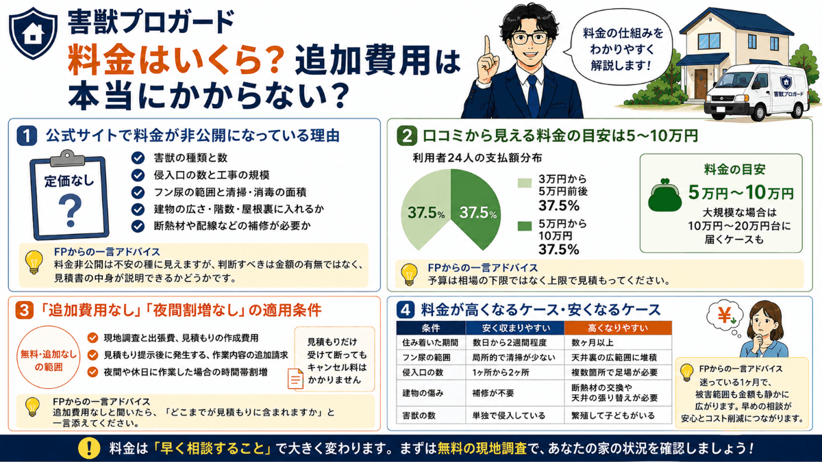 害獣プロガードの料金はいくら？追加費用は本当にかからない？