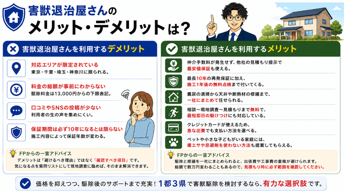害獣退治屋さんのメリット・デメリットは？
