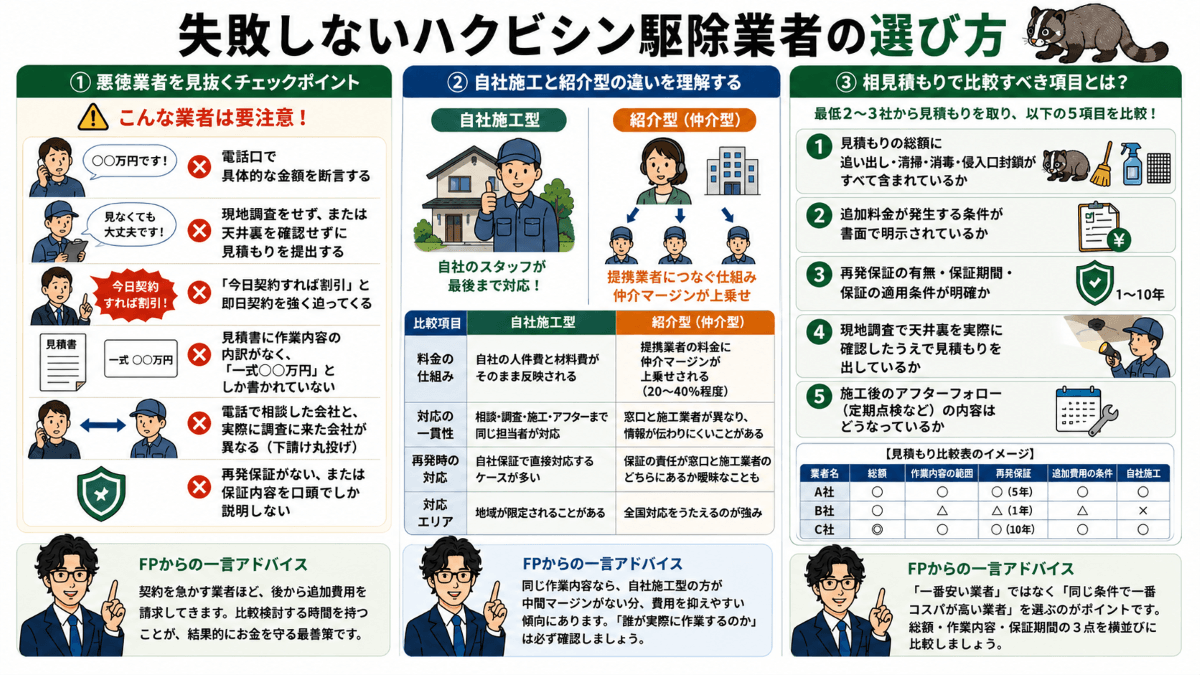 失敗しないハクビシン駆除業者の選び方