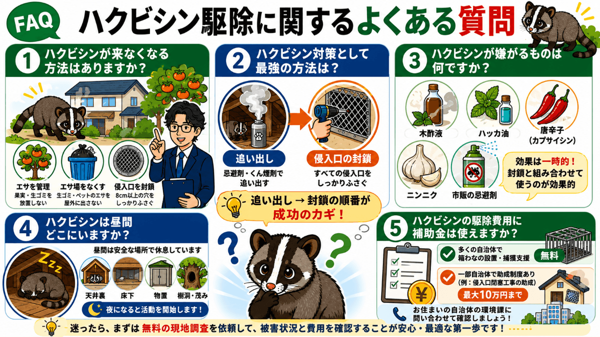 ハクビシン駆除に関するよくある質問