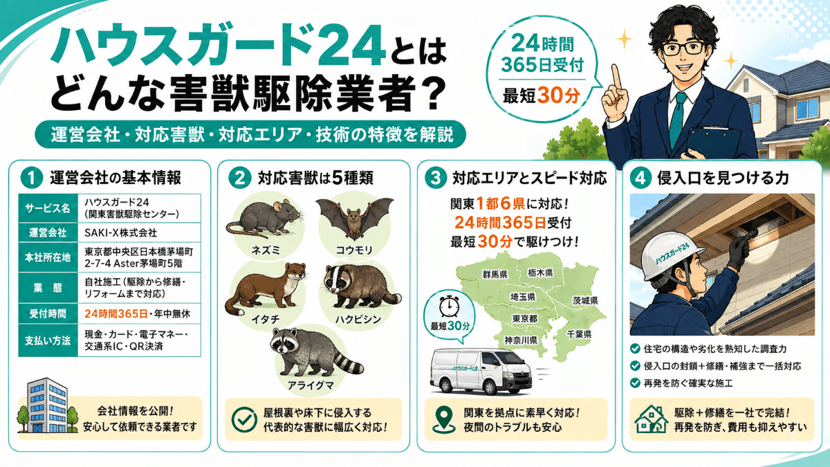 ハウスガード24とはどんな害獣駆除業者?