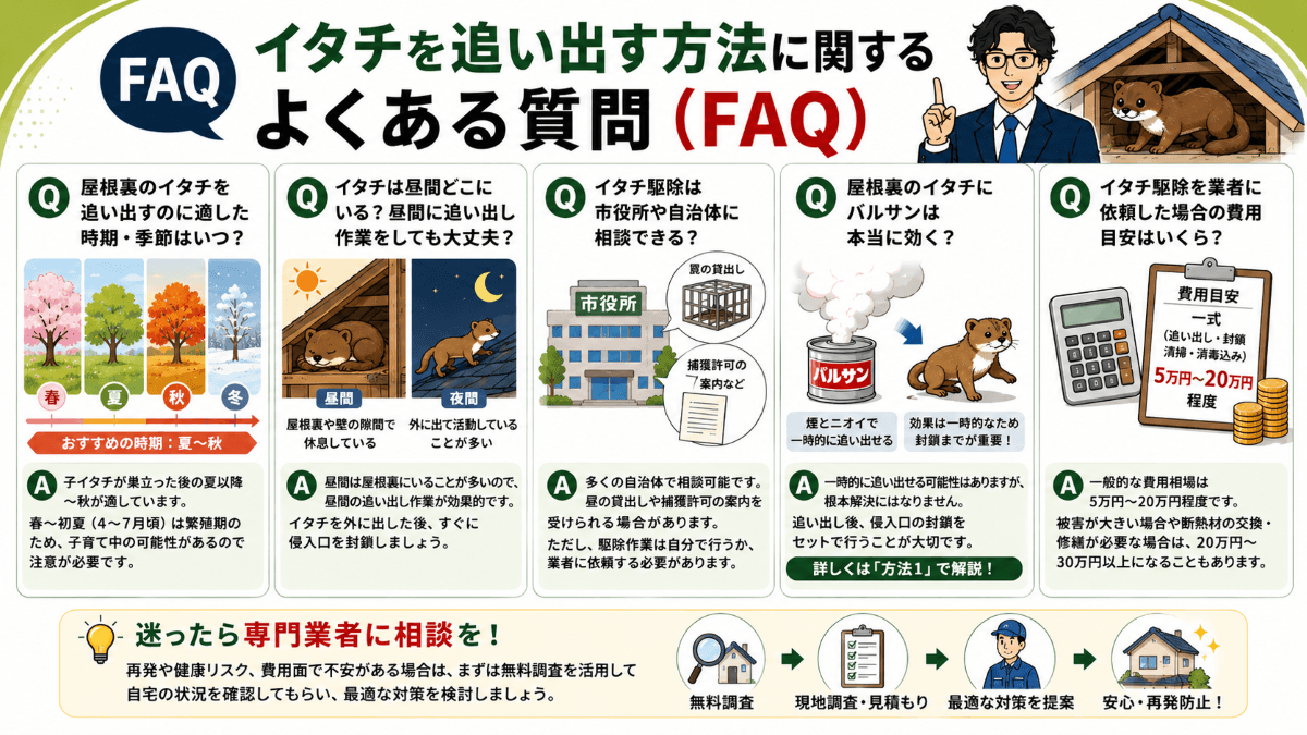 イタチを追い出す方法に関するよくある質問(FAQ)