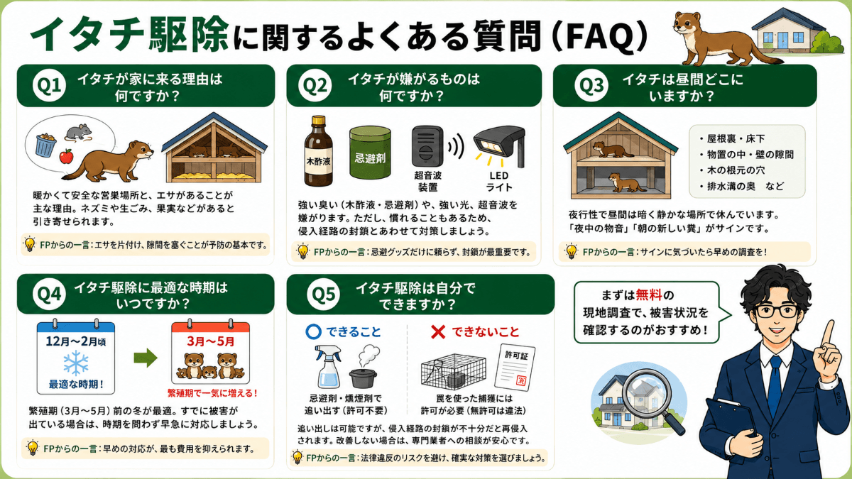 イタチ駆除に関するよくある質問(FAQ)