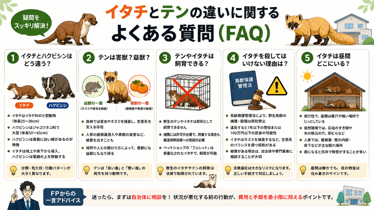 イタチとテンの違いに関するよくある質問(FAQ)
