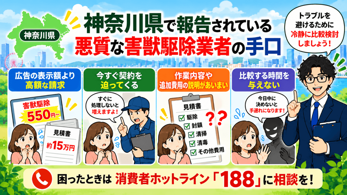 神奈川県で報告されている悪質な害獣駆除業者の手口