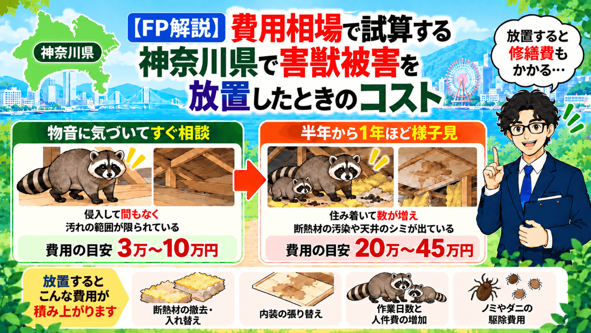 【FP解説】費用相場で試算する神奈川県で害獣被害を放置したときのコスト
