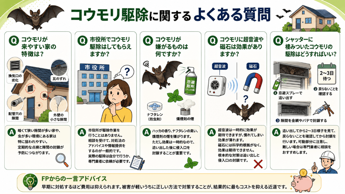 コウモリ駆除に関するよくある質問