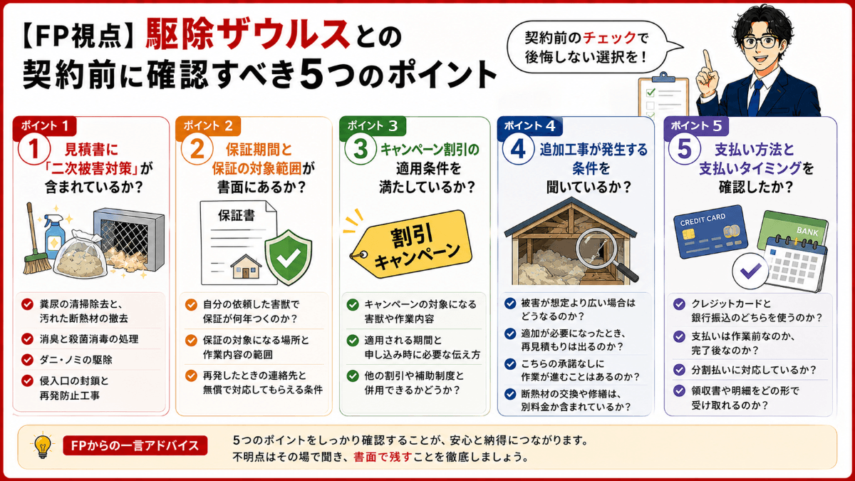 【FP視点】駆除ザウルスとの契約前に確認すべき5つのポイント