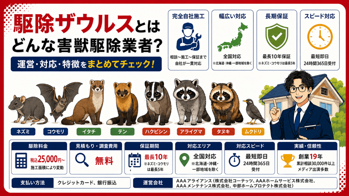 駆除ザウルスとはどんな害獣駆除業者?