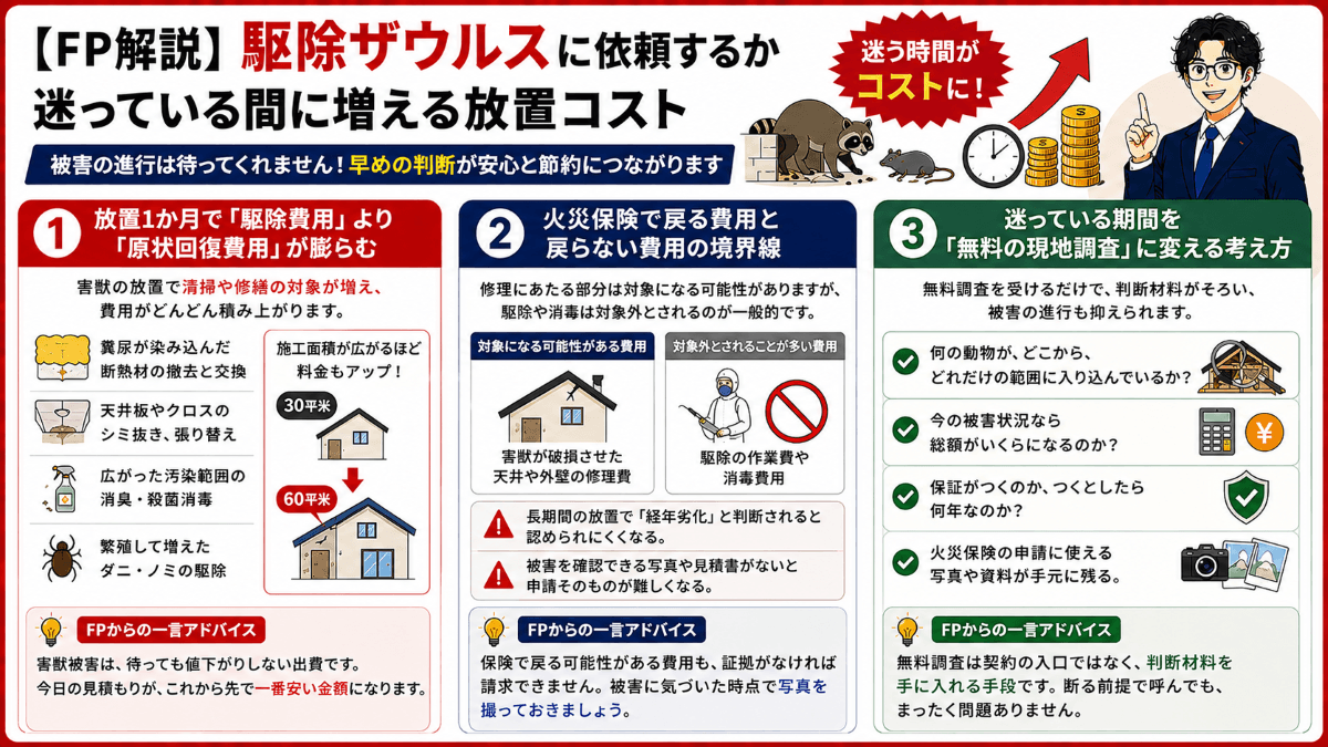 【FP解説】駆除ザウルスに依頼するか迷っている間に増える放置コスト