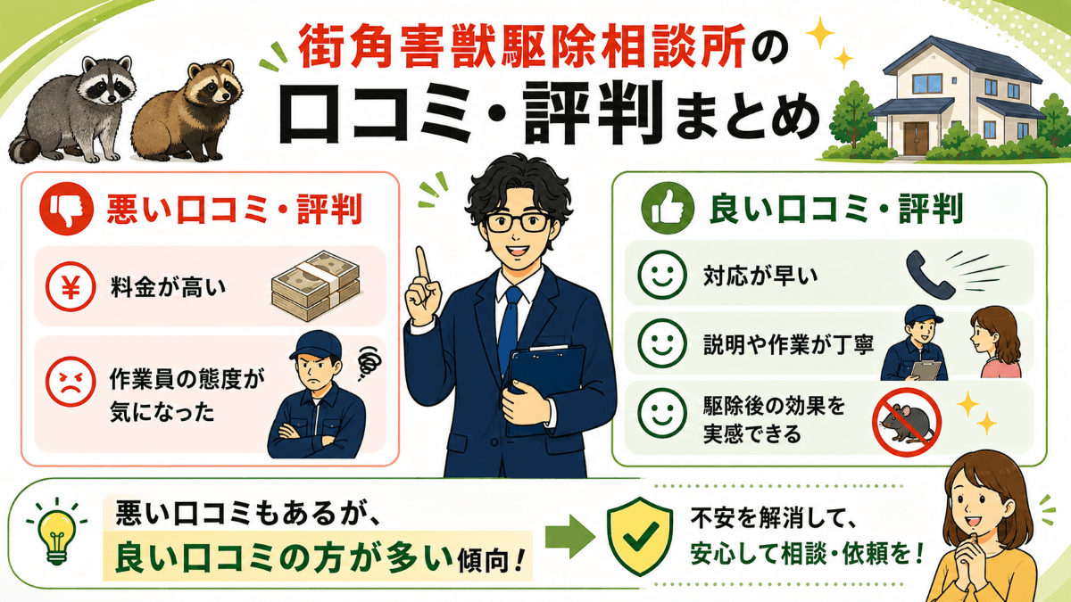 街角害獣駆除相談所の口コミ・評判まとめ
