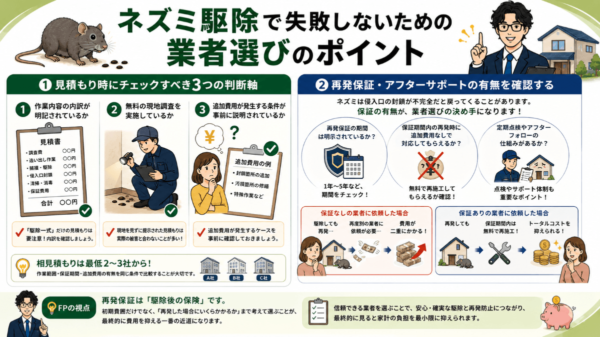 ネズミ駆除で失敗しないための業者選びのポイント