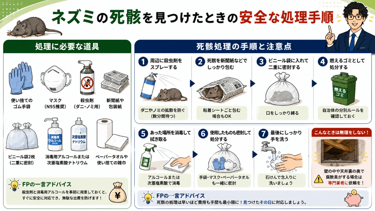 ネズミの死骸を見つけたときの安全な処理手順