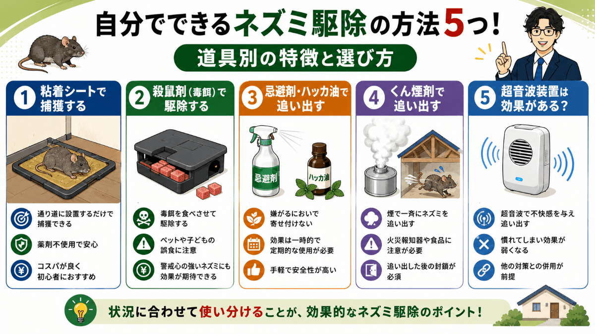 自分でできるネズミ駆除の方法5つ！道具別の特徴と選び方