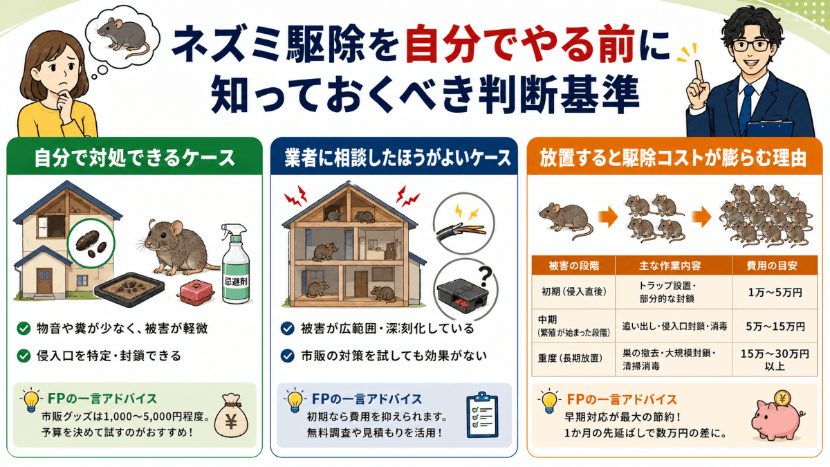 ネズミ駆除を自分でやる前に知っておくべき判断基準