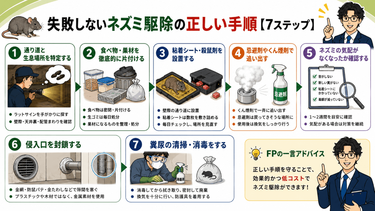失敗しないネズミ駆除の正しい手順【7ステップ】