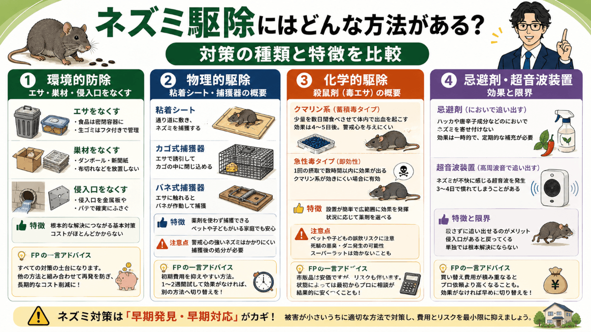 ネズミ駆除にはどんな方法がある？対策の種類と特徴を比較