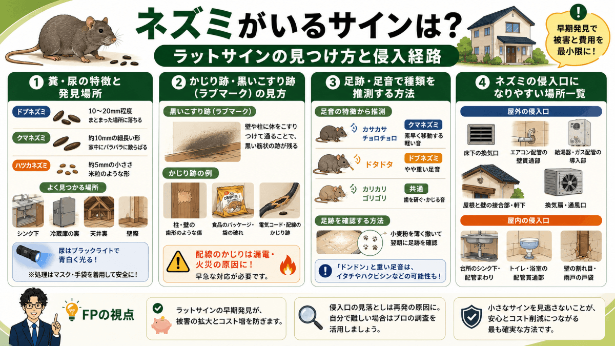ネズミがいるサインは？ラットサインの見つけ方と侵入経路