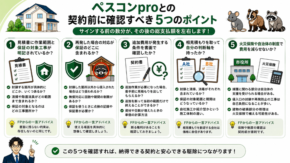 【FP視点】ペスコンproとの契約前に確認すべき5つのポイント