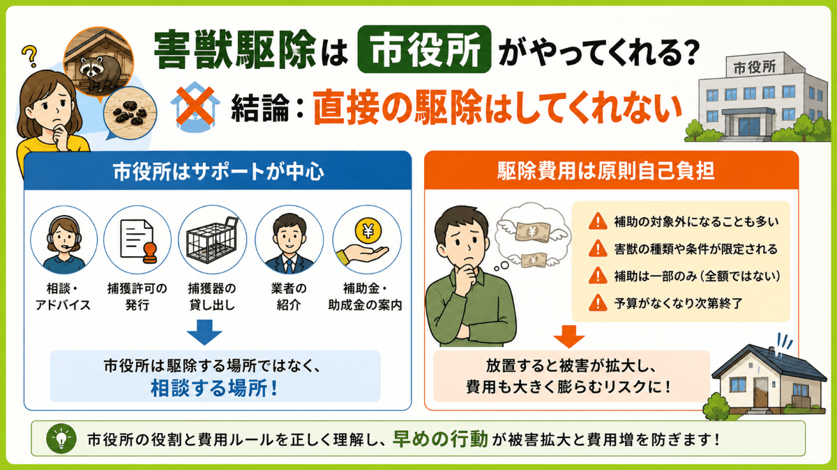 害獣駆除は市役所がやってくれる?結論は「直接の駆除はしてくれない」