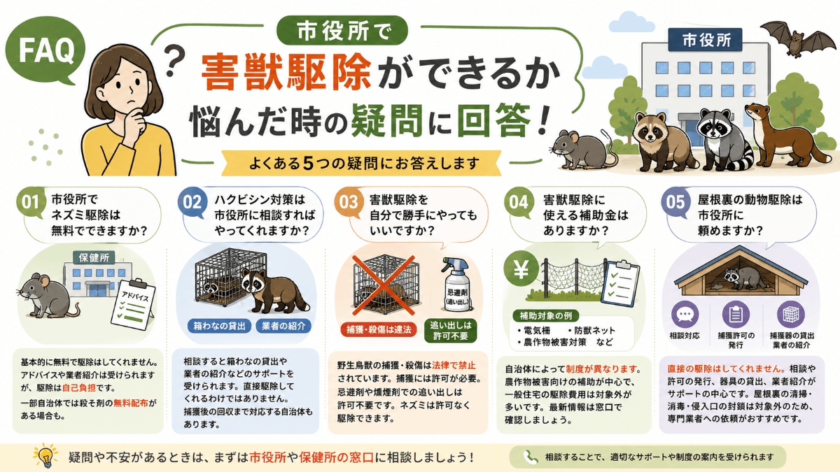 市役所で害獣駆除ができるか悩んだ時の疑問に回答(FAQ)