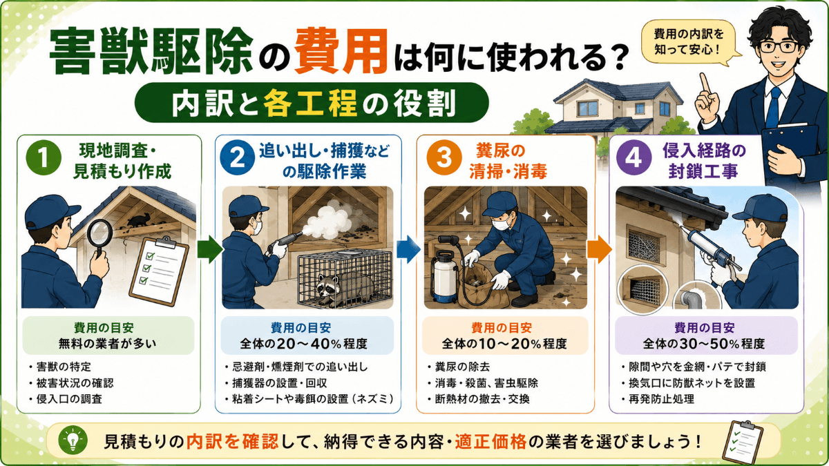 害獣駆除の費用は何に使われる?内訳と各工程の役割