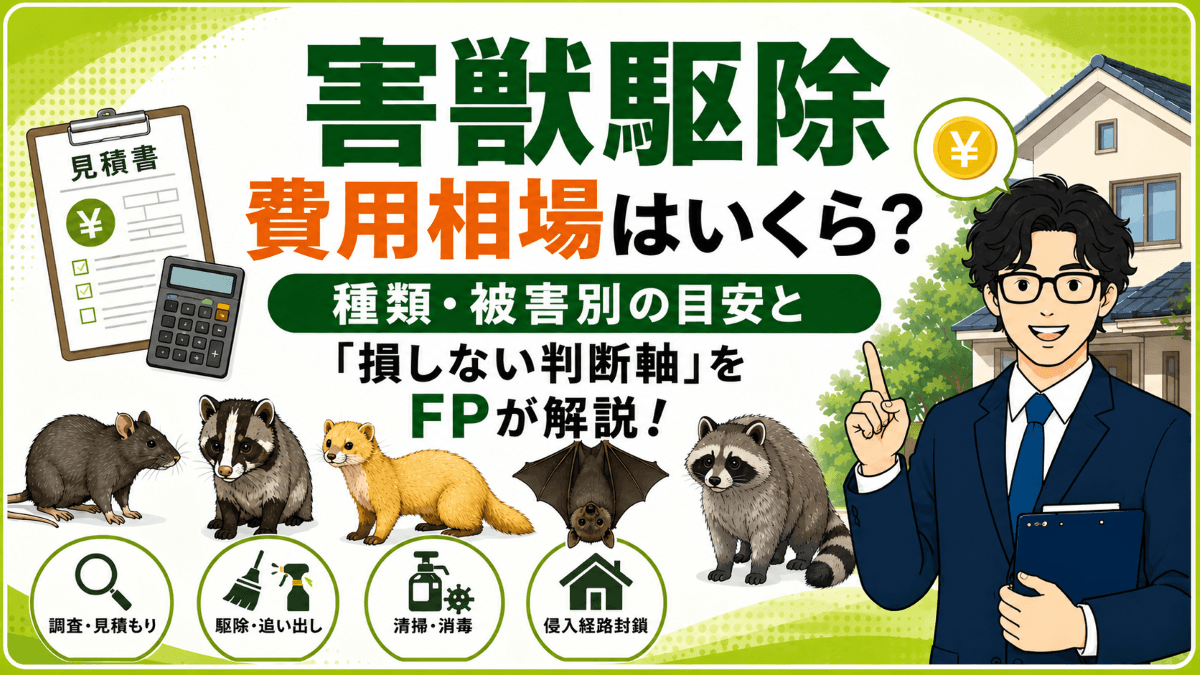 害獣駆除の費用相場はいくら?種類・被害別の目安と「損しない判断軸」をFPが解説