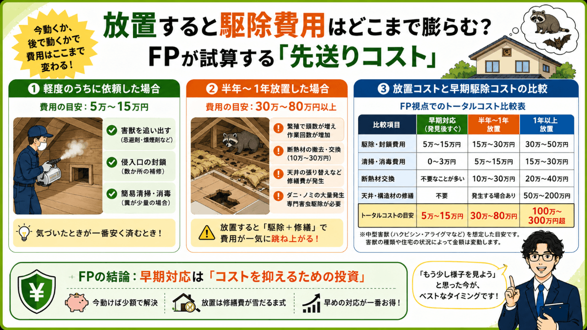 放置すると駆除費用はどこまで膨らむ?FPが試算する「先送りコスト」