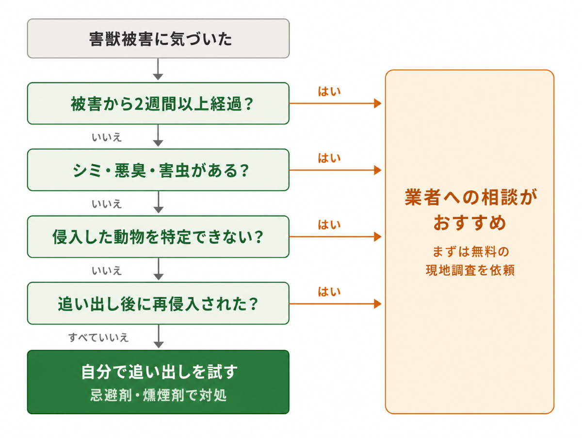 【判断フローチャート】自分で対処 or 業者依頼を見極める