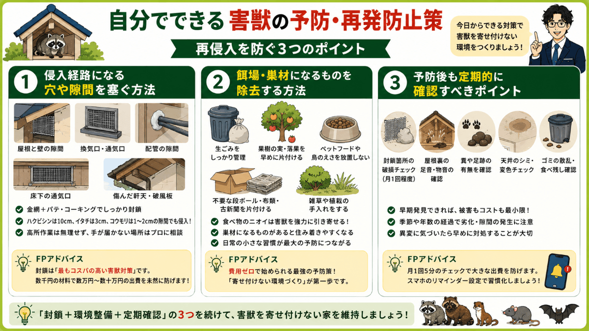自分でできる害獣の予防・再発防止策