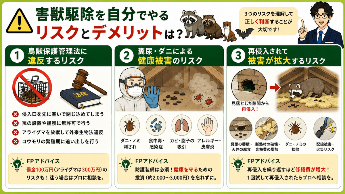 害獣駆除を自分でやるリスクとデメリットは?